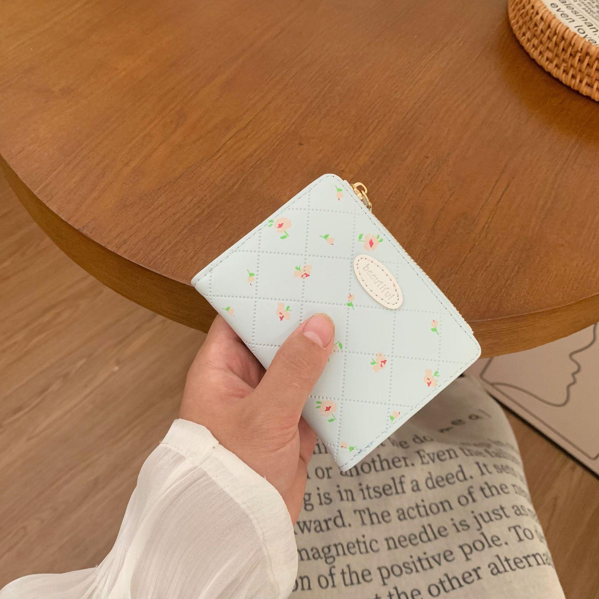 

2025 new women s card bag women s high-end short student women s wallet ins women s zipper wallet світло-синій колір