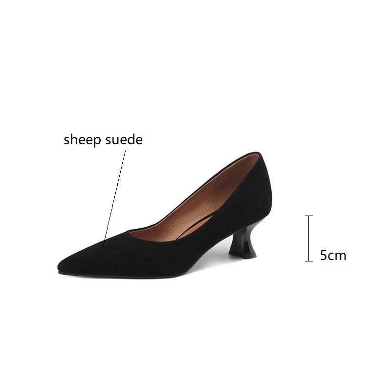 Mode Neue Frühling Schafveloursleder Damen Schuhe Spitze Zehenpartie Damen Pumps Flache Slipper Schuhe für Damen Leopardenmuster Hohe Absätze Damenschuhe