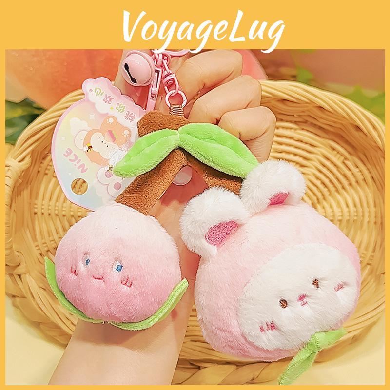 Peach Whimsical Keychain Plush Pendant Adorable Gift For Girls Friends And