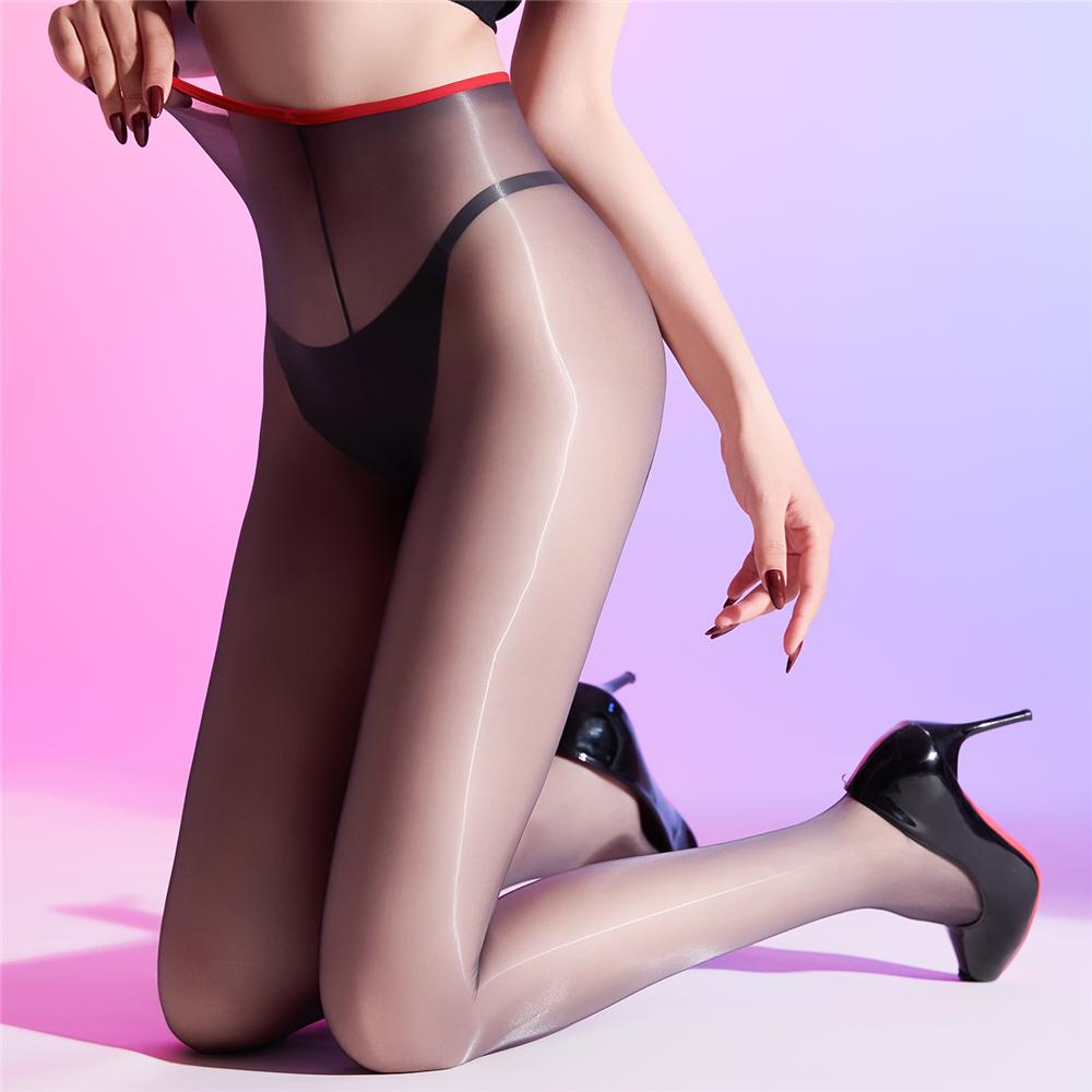 Sexy Women Thin 640 Pin Pantyhose Oil Gloosy Shiny Stockings Yoga Shaping Pantyhose Open Crotch Leggings Maid Tights Stockings