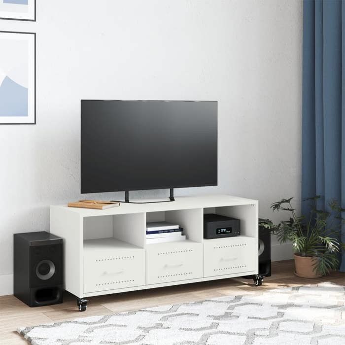 VidaXL TV Cabinet, Television Stand with Drawers and Shelves, TV Stand with Living Room Storage, White 846697