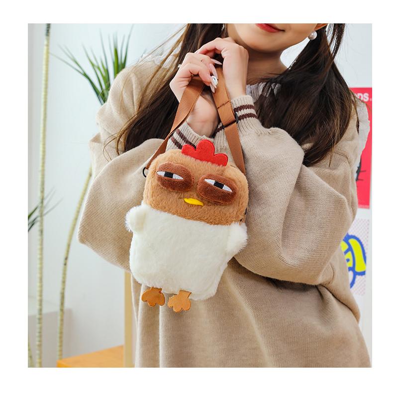 Cute Cackling Chicken Plush Crossbody Bag With Phone Compartment For Kids And Teens