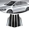 Glossy Black Pillar Posts Window Door Moulding Trim Cover Exterior Accessories Fit Volkswagen Virtus 2018-2023 8Pcs