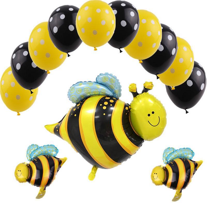 Bee Aluminum Film Balloon Yellow Polka Dot Black Polka Dot Package Ladybug Birthday Party Decoration Wedding Balloon
