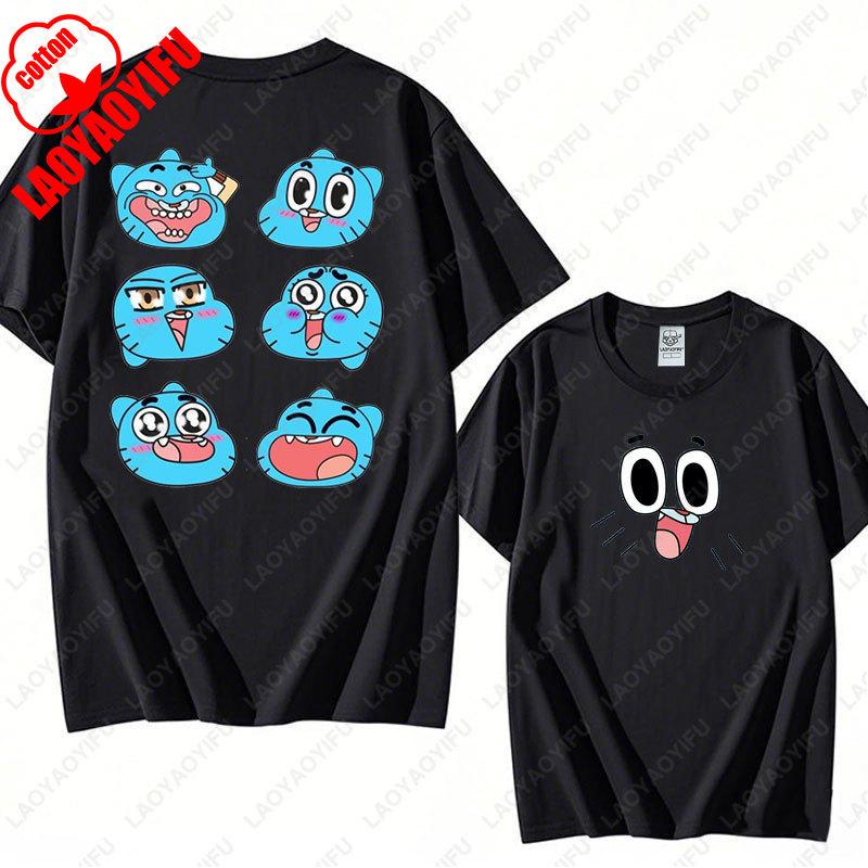 Animace Kreslený Gumball a Darwin Potisk Tričko Úžasný Svět Gumballa Tričko Nové Léto 2025 Kawaii Muž Žena Bavlněná Trička