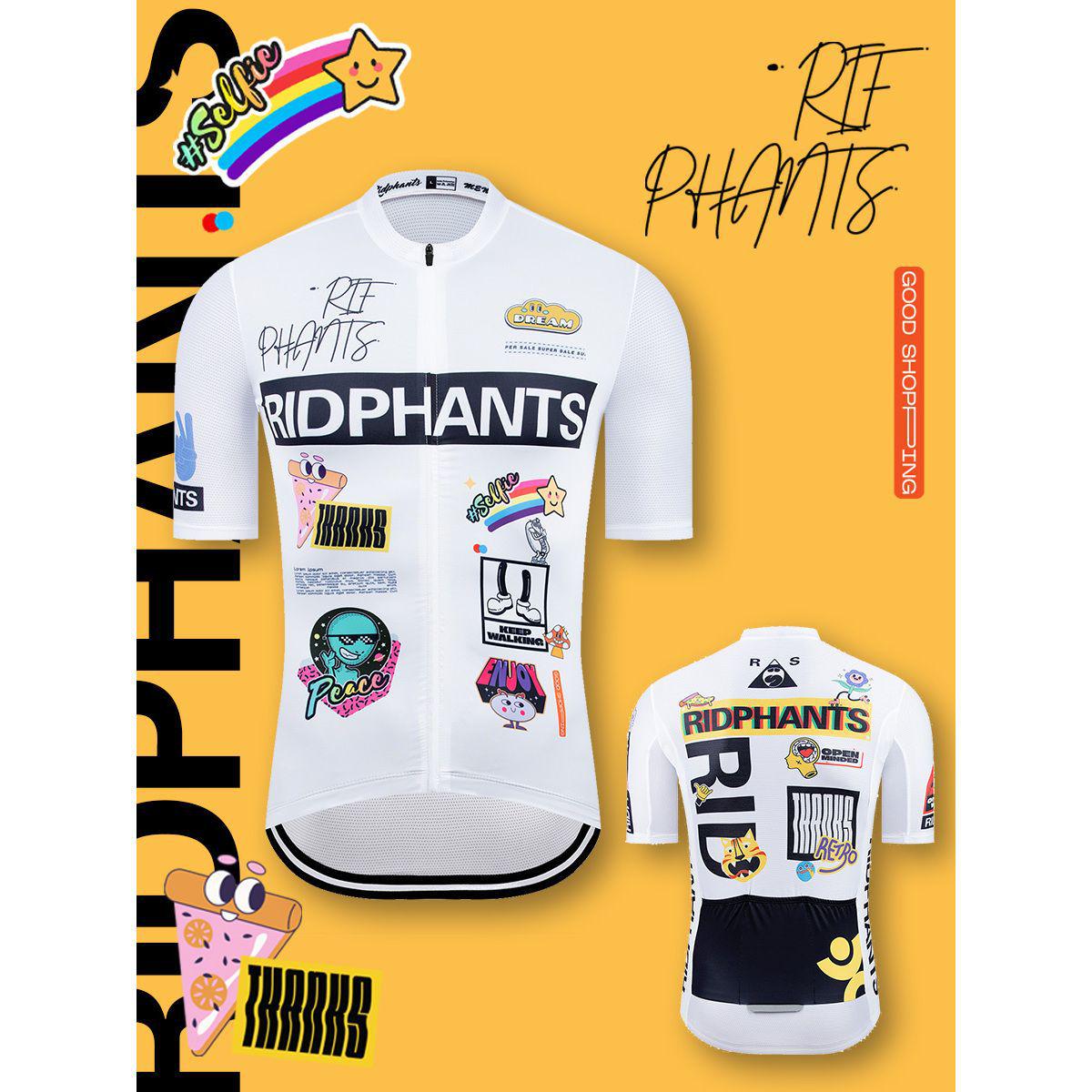 

Джерси для велоспорта с коротким рукавом и графити, быстросохнущее - мужское и женское дышащее летнее велотоп S