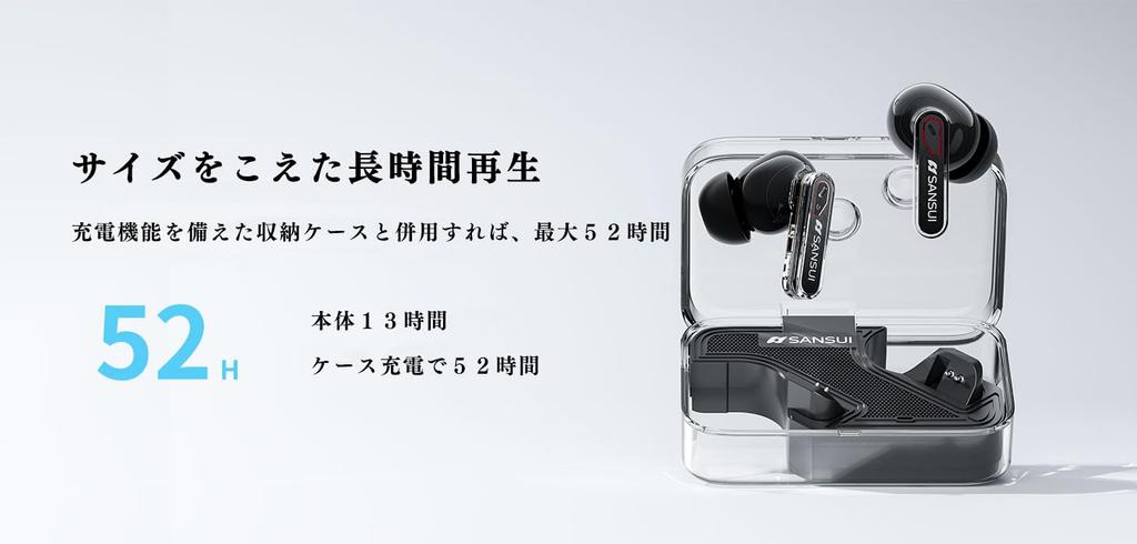 SANSUI Wireless Bluetooth Bluetooth Noise Automatic Continuous Fast Compact and Perfect for and Gaming Earphones, 5.4, Cancelling, Pairing, IPX4,