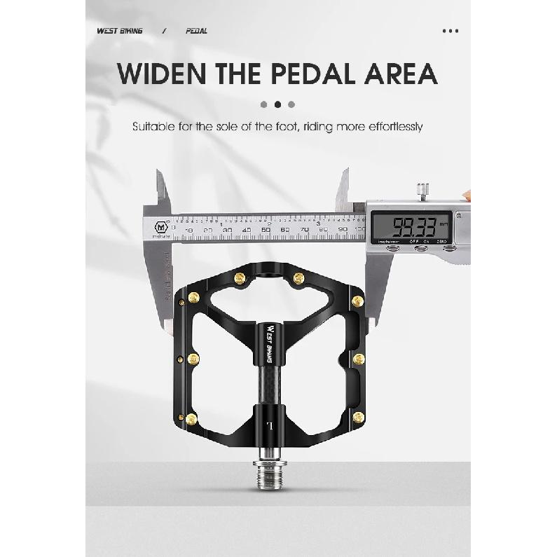 WEST BIKING Bicycle Pedal Three Bearing MTB Road Bicycle Pedal Aluminum Alloy Anti Slip Universal Bicycle Accessories