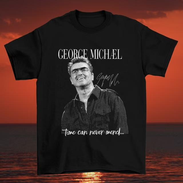 George Michael Unterschrift Kurzarm Baumwolle Schwarz D779 Unisex T-Shirt