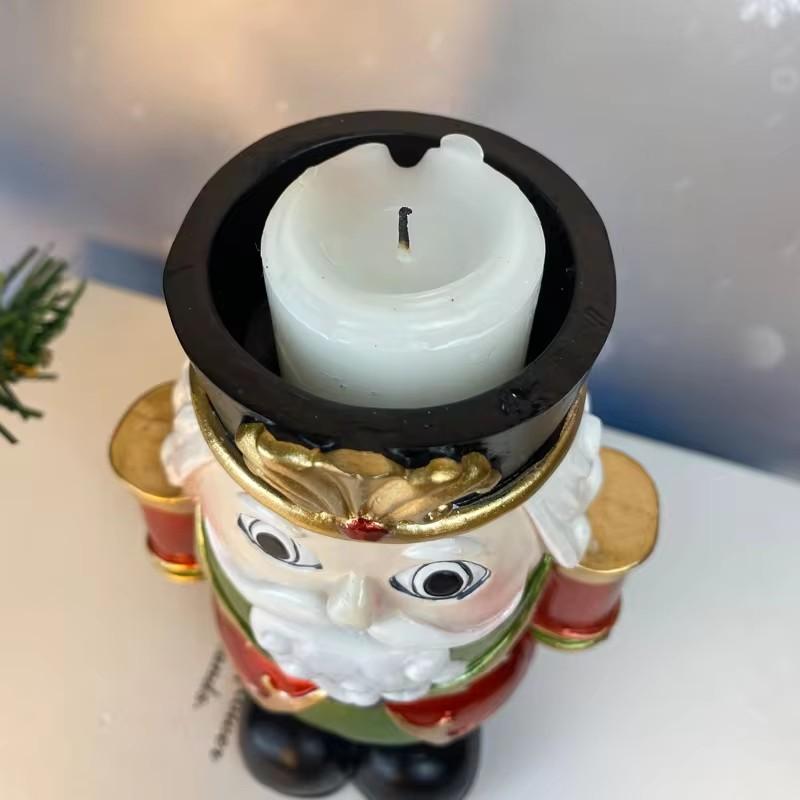 Nutcracker Candlestick Decor Household Living Room Desktop Candlestick Christmas Resin Decoration Objects