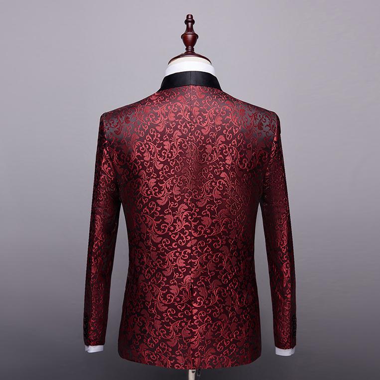 Sacouri Bărbați Costum Jacquard Culori Multiple Slim Bal Nuntă Costum pentru Performanță pe Scenă