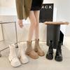 Thick-soled versatile black short boots women's spring and autumn single boots new high-end fashion boots