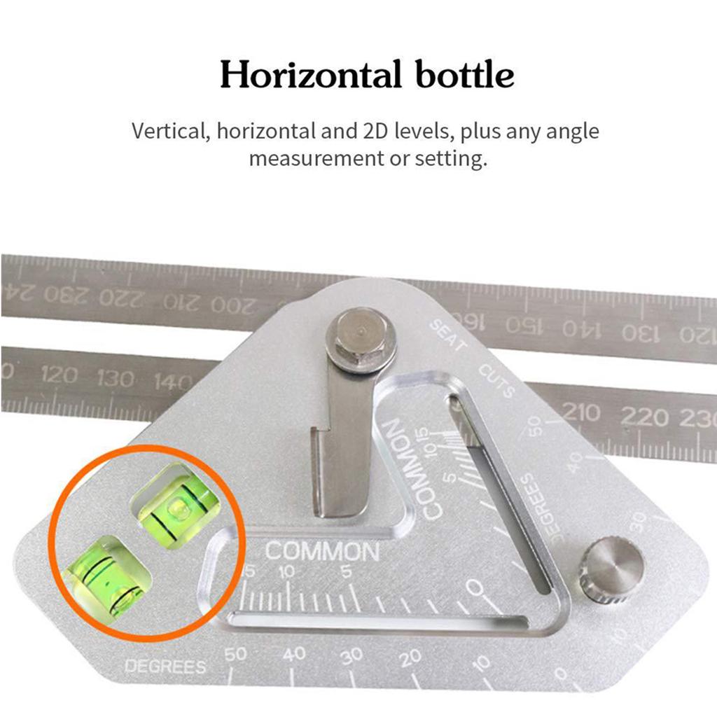 Buy Angle Ruler Aluminum Woodworking Silver Measuring Gauge Square ...