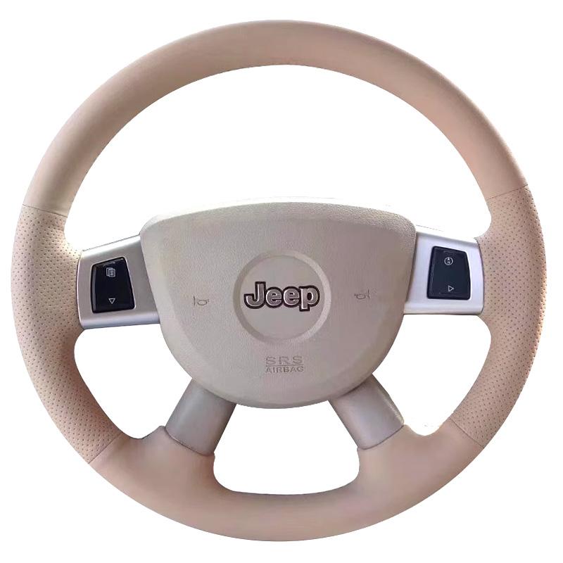 AFR1 Customized Car Steering Wheel Cover for Jeep Grand Cherokee WK Commander XK 2006-2010 Hand-Stitch Leather&Carbon Fiber Interior