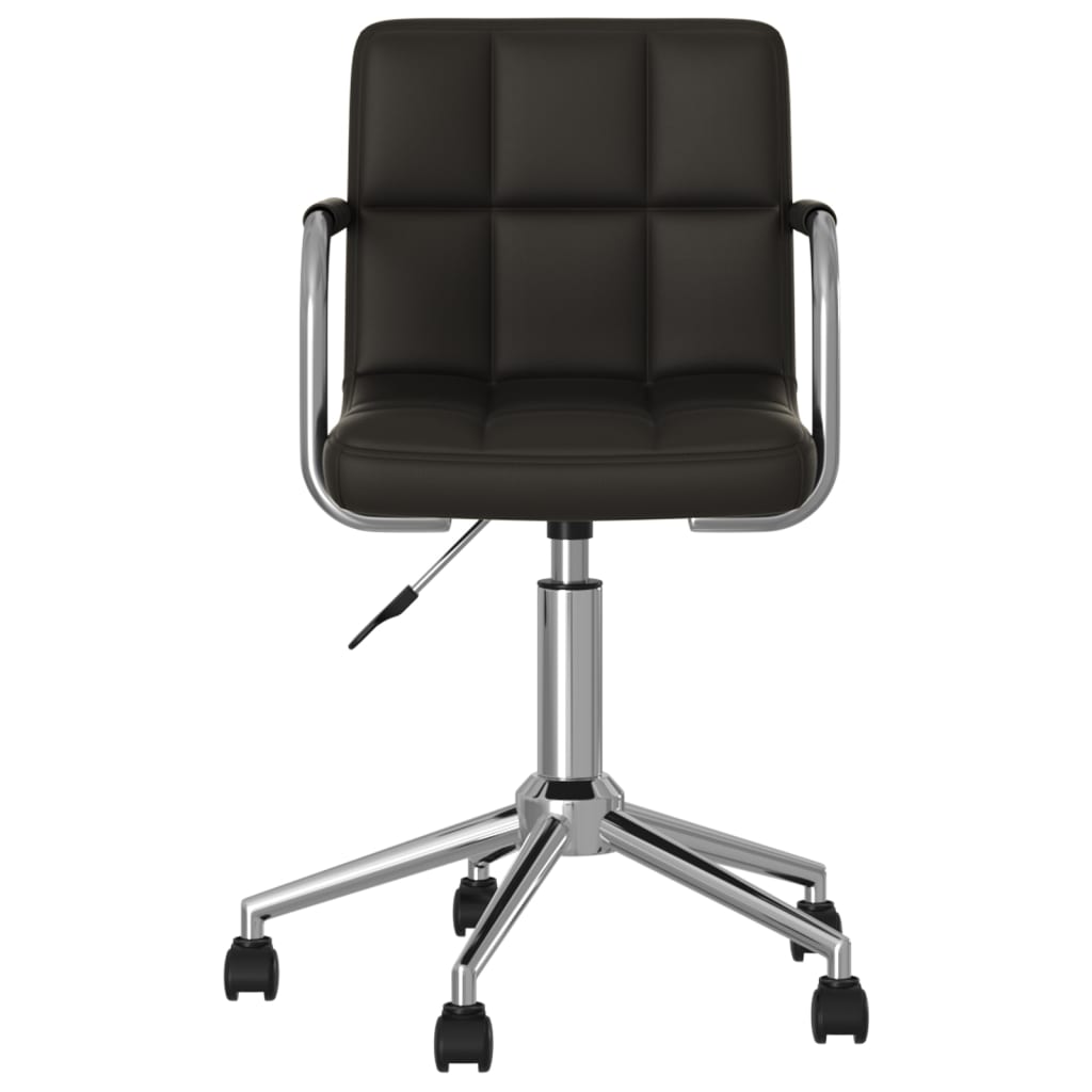 Vidaxl Swivel Office Chair, Black, Upholstered with Faux Leather