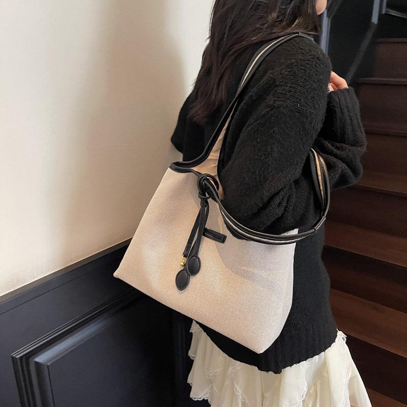 Simple and Fashionable College Student Shoulder Canvas Bag New Casual Simple Large-capacity Commuter Tote Bag