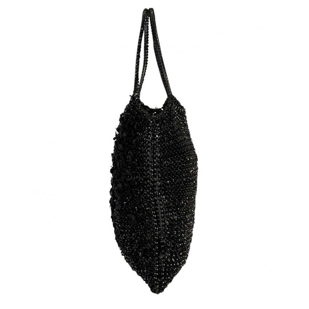 ANTEPRIMA Glitter Flower motif Handbag wire black Women Used