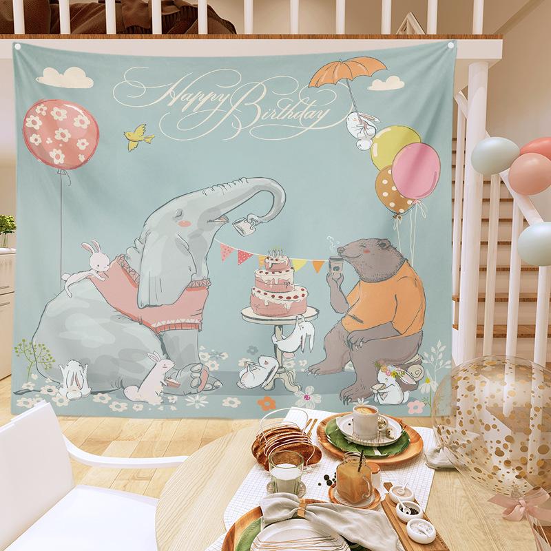 Birthday Party Decoration Tapestry Photo Background Cloth Ins Hanging Cloth Children's Meeting Scene Arrangement Background Wall Photo