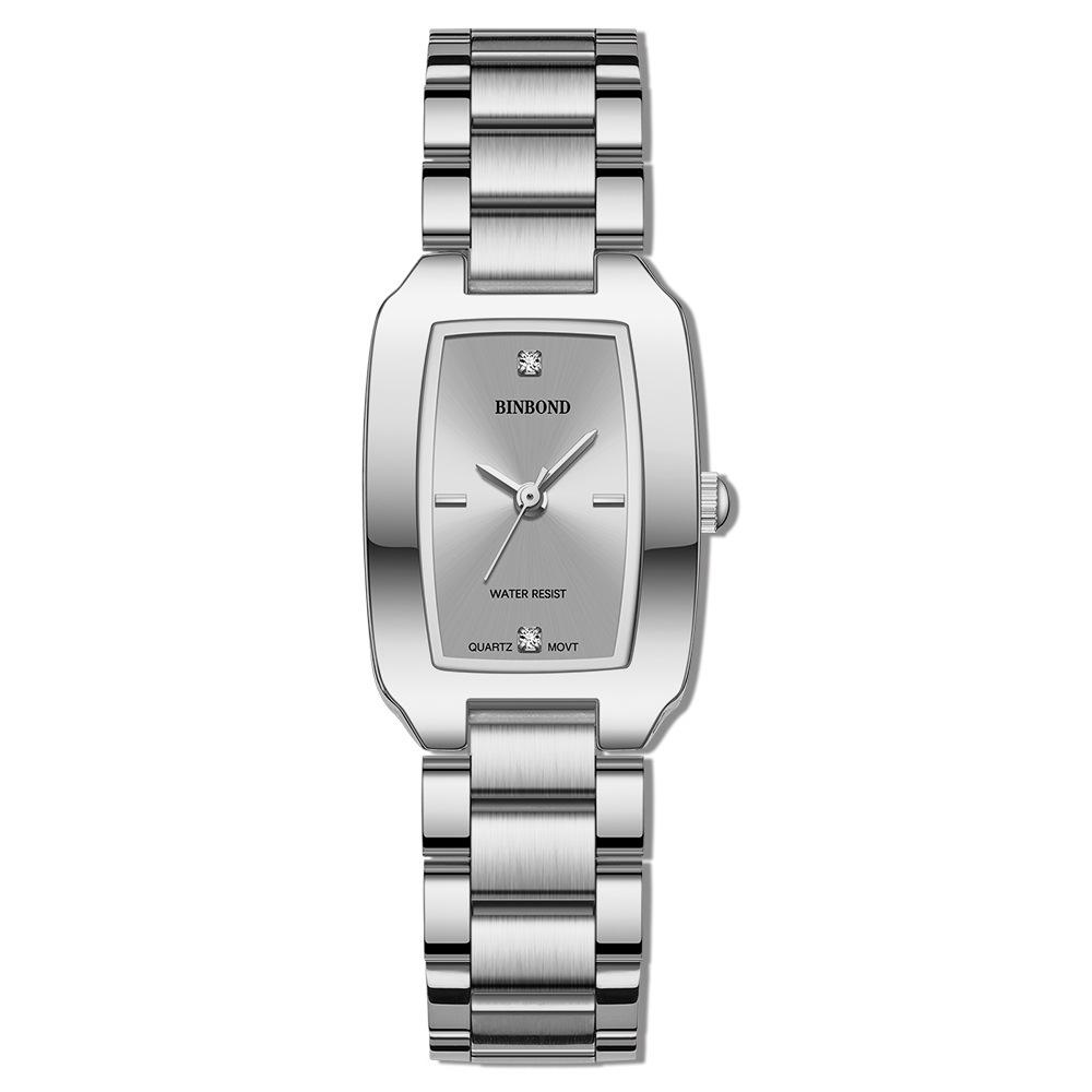BINBOND Women s Luxury Stainless Steel Waterproof Quartz Watch белая сталь