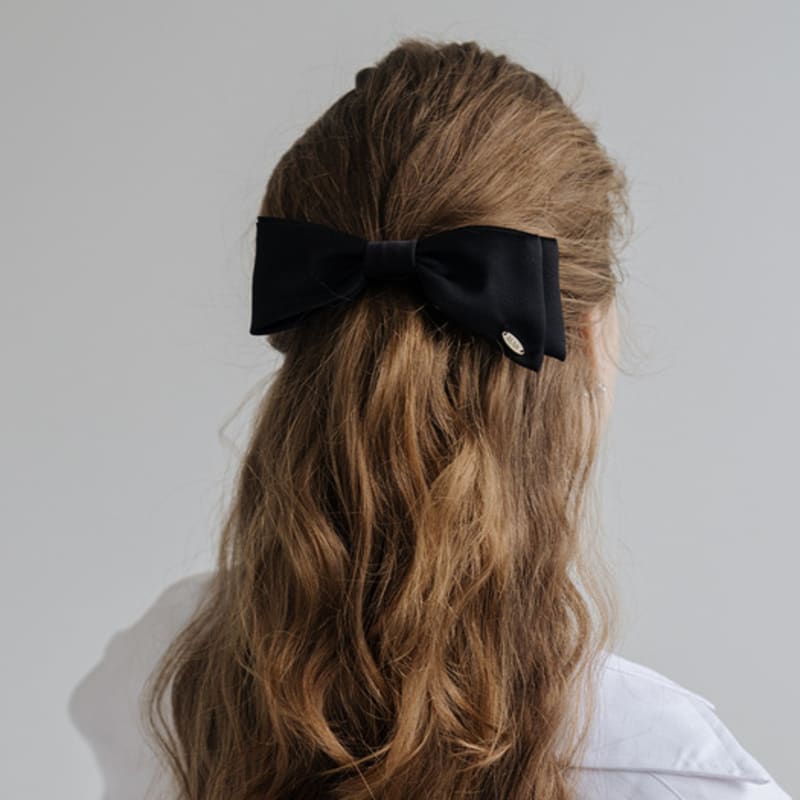 

HAS HTY012 Basic black ribbon hair pin Black