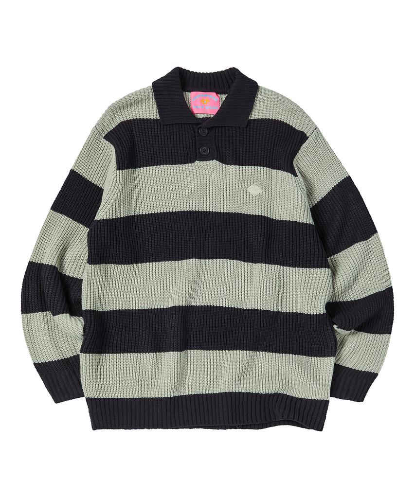 COMONINOZ Bold Stripe Collar Knit [Navy]