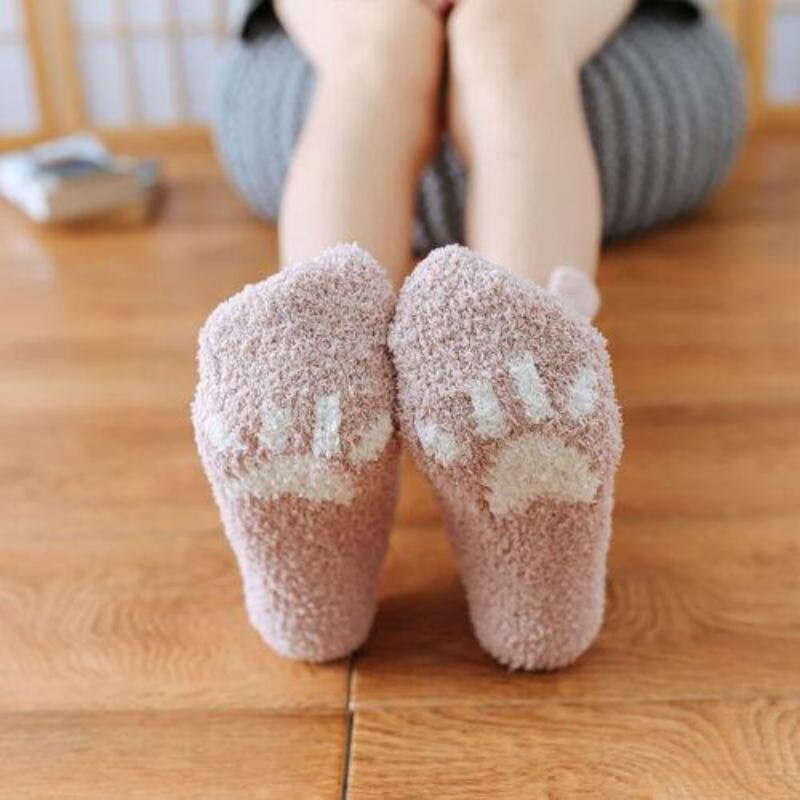 Femei, dame, moale, coral, catifea, șosete pufoase, iarna, papuci, șosete fleece XYZ