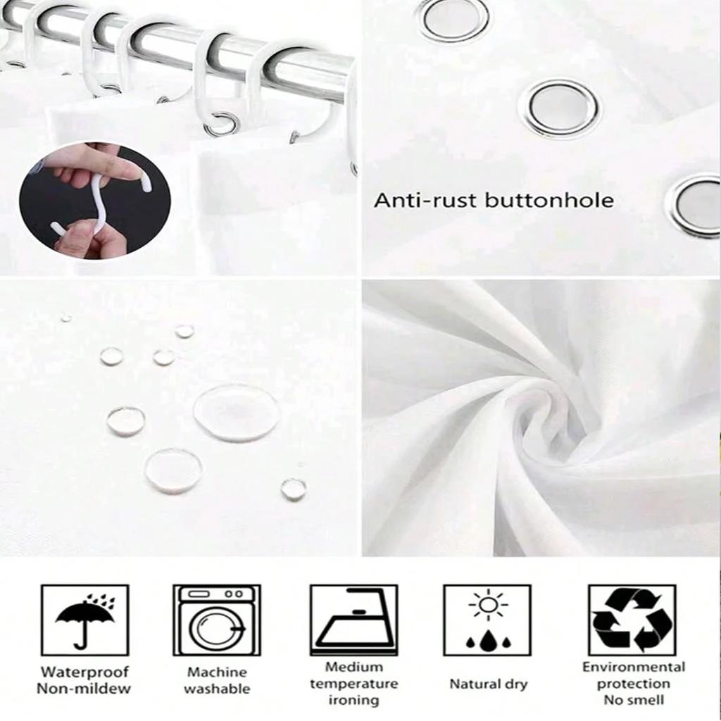 1 pc Japanese landscape pattern polyester material shower curtain waterproof fabric, thickened anti mold partition curtain f