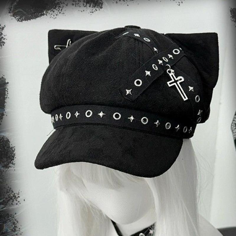 Trendy Painter Hat Eyelet Fashion Hat British Beret for Dating Photography Cabbie Headwear Painter Hat