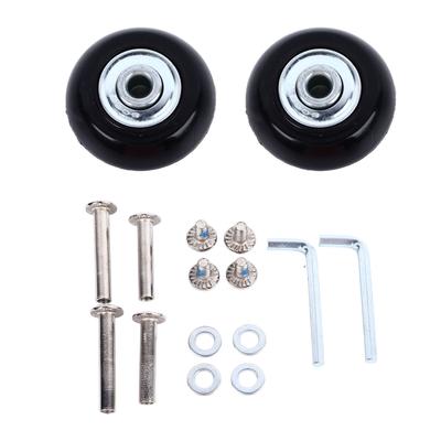 2 Pièces Roues de Bagage Rotatives Flexibles Ultra Silencieuses Caoutchouc Solide Métal Roulette de Valise avec Vis pour Remplacement