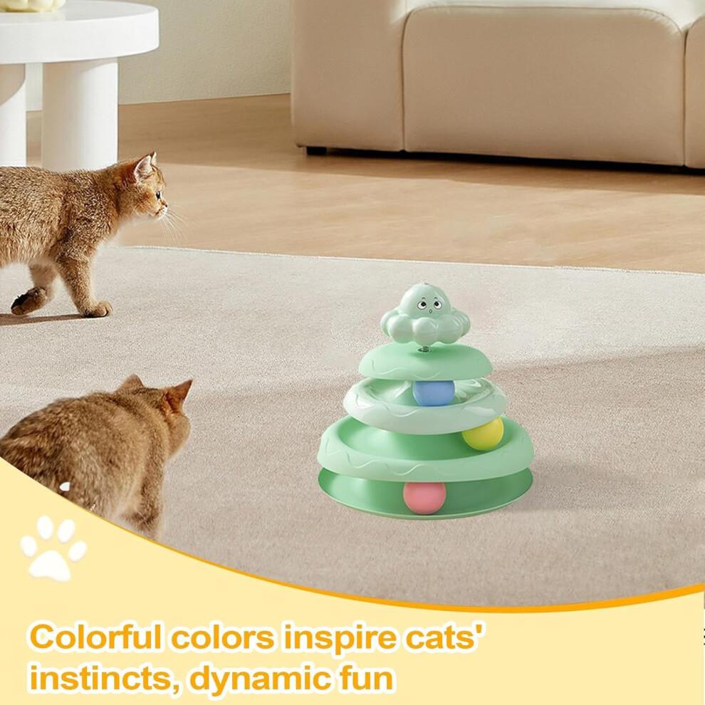 Cat Toy Ball Track Three Layer Anti Slip Scratcher Moving Puzzle Games Interactive Enrichment Indoor Outdoor