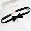 Sexy Velvet Pearl Pendant Choker for Women Bow Neck Clavicle Necklace Lady Jewelry Accessories Girl Gift Lace Gothic Daily Party