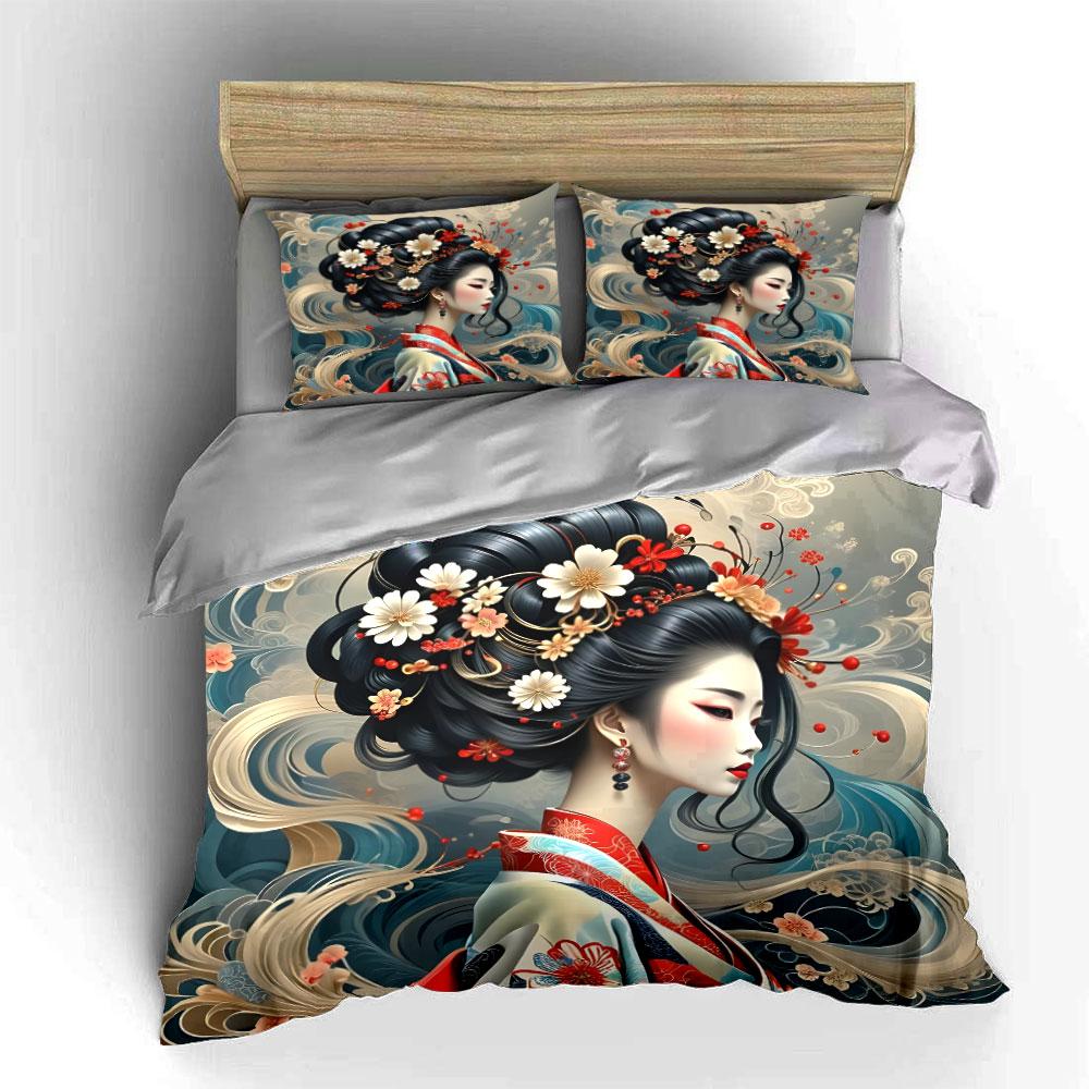 Traditional Hairpiece Kimono Set Multiple Sizes Kid'S And Adults' Bedroom Exquisite 3Pc Bedding Set, Gift