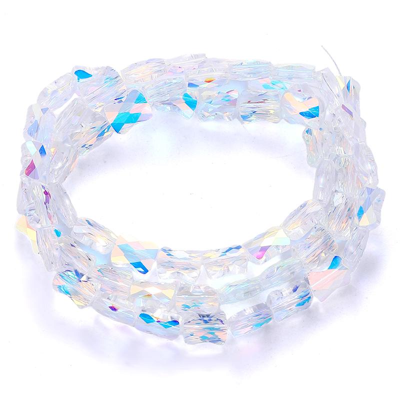 Bamboo Glass Beads AB Color Faceted Flat Curved Waist Column Crystal Loose Spacer Bead for DIY Crafts Earring Bracelet Jewelry