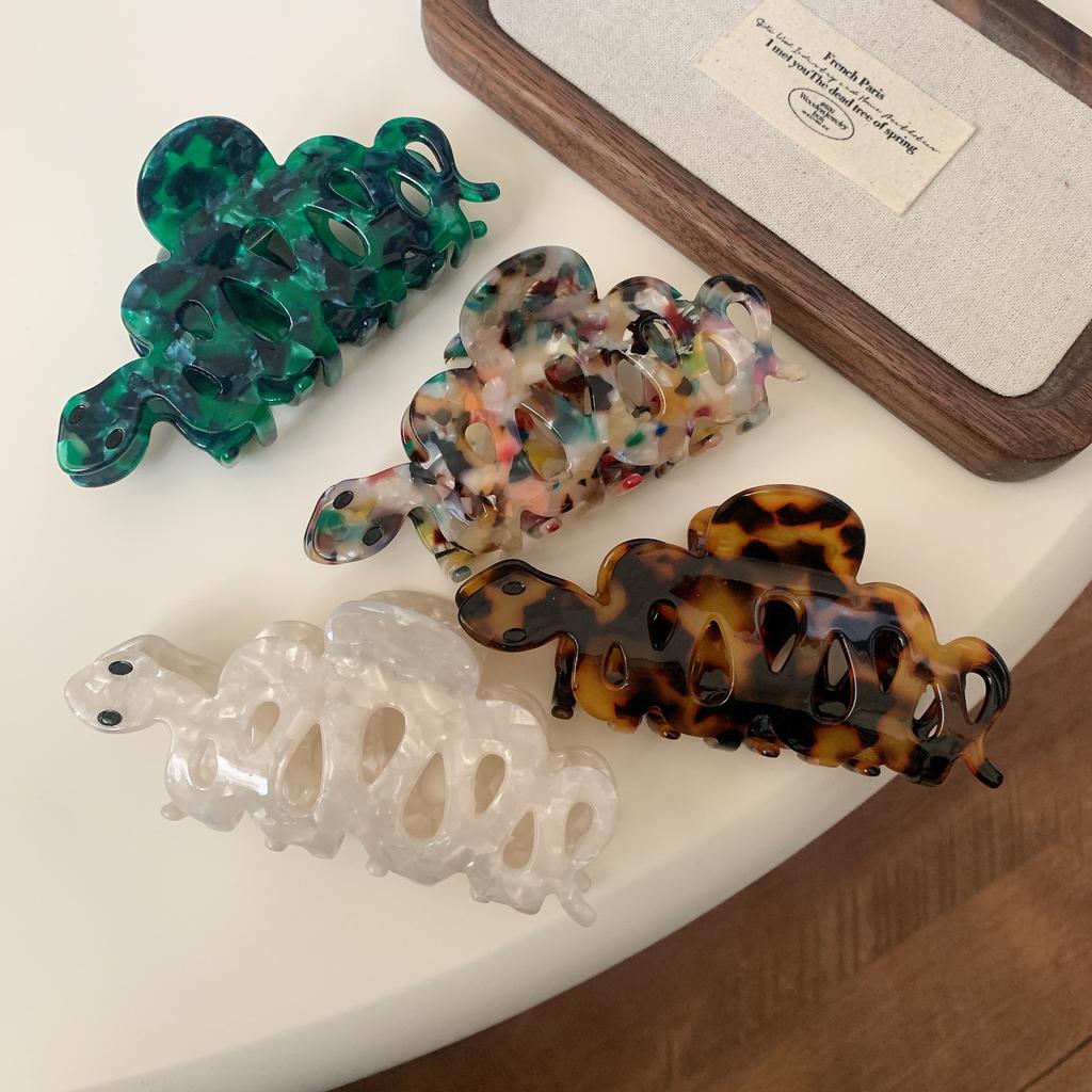 Neues Design 10,3CM Gemustert Schlangenform Hohl Haarspange Retro Acetat Hai-Klammer Haaraccessoires Für Frau Mädchen