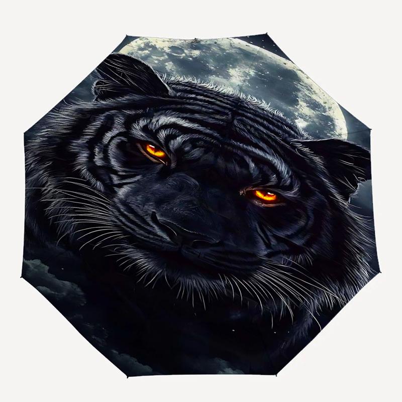

1pc Tiger MoonOpen/Close Umbrella-Windproof, Compact Travel Umbrella, Sturdy 8-Rib Shaft, Outdoor Accessory1168