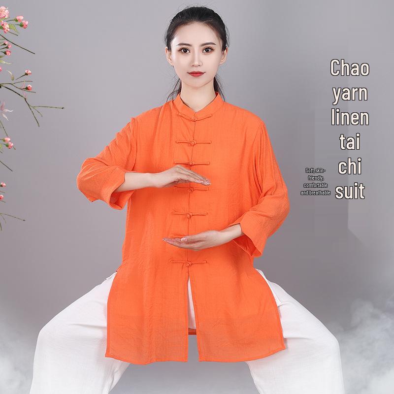 Women's Summer Linen Tai Chi Suit - Chinese Style Martial Arts Practice Uniform
