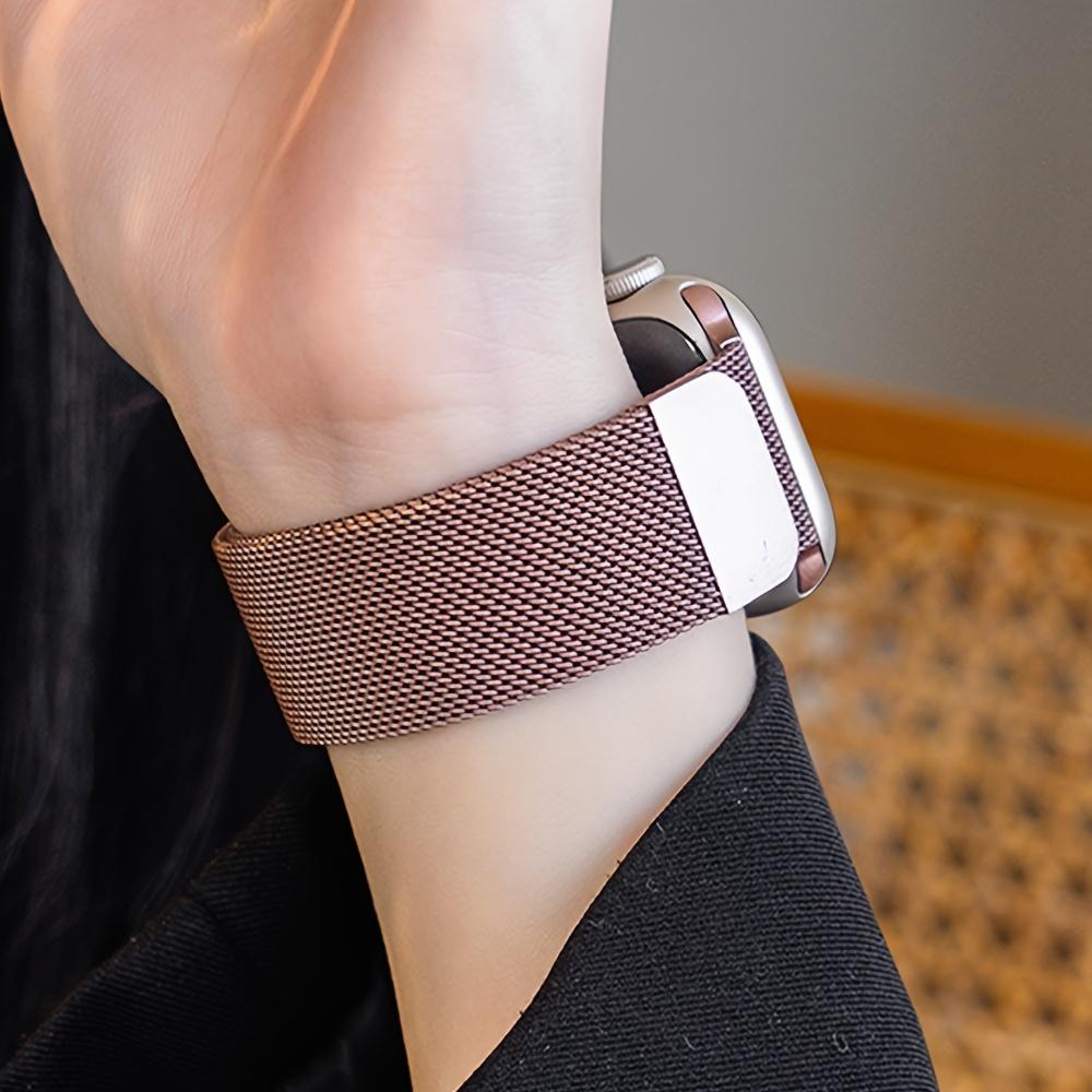 

Миланский ремешок для Apple Watch 45мм 44мм 40мм 41мм 42мм-46мм спортивный браслет iwatch series 8 7 6 5 4 3 SE 9 10 Ultra 2 49мм 38 40 41MM S10-42MM роза розовый