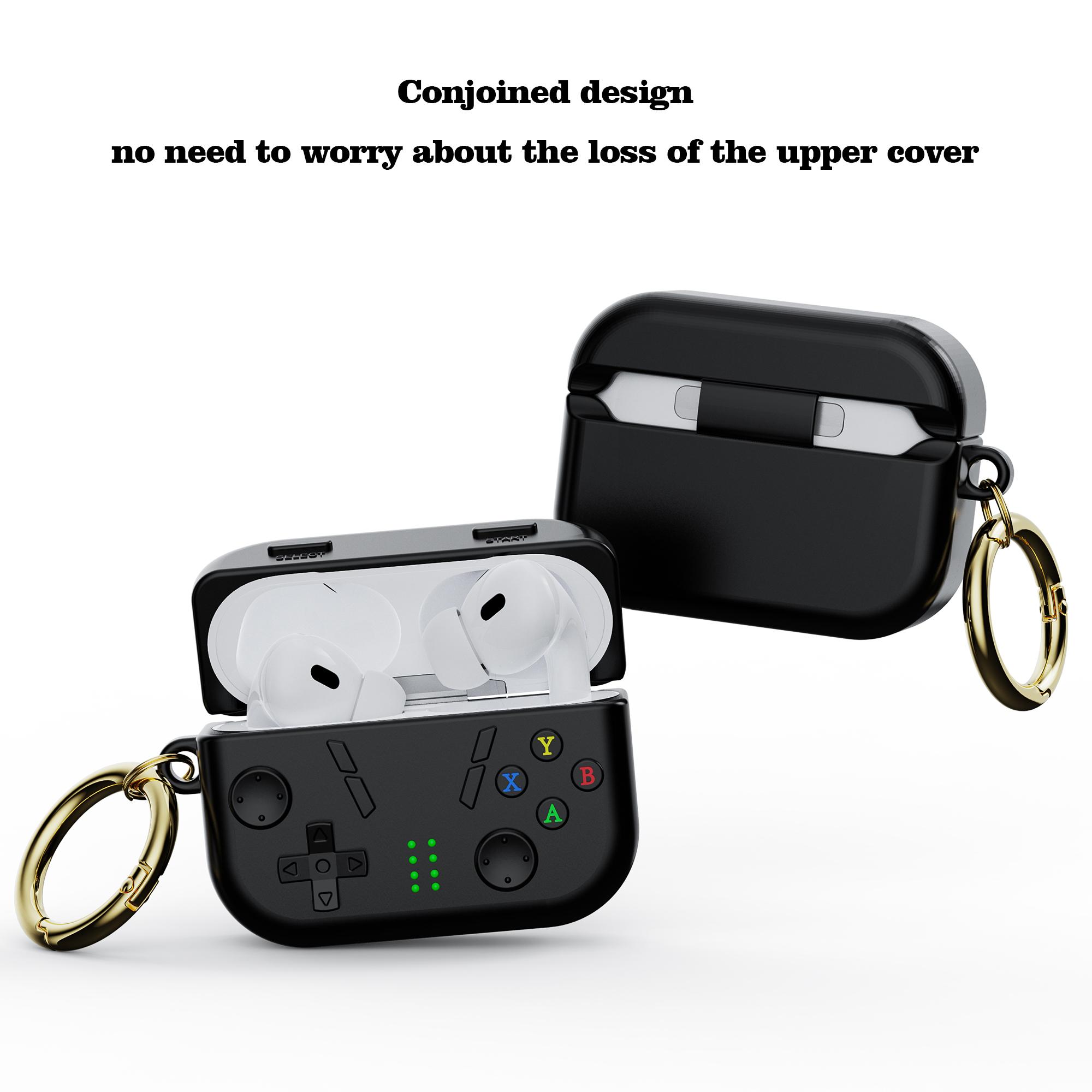 

For AirPods Pro 2 Case 3D Gaming Design Silicone Earbuds Cover with Carabiner Grey
