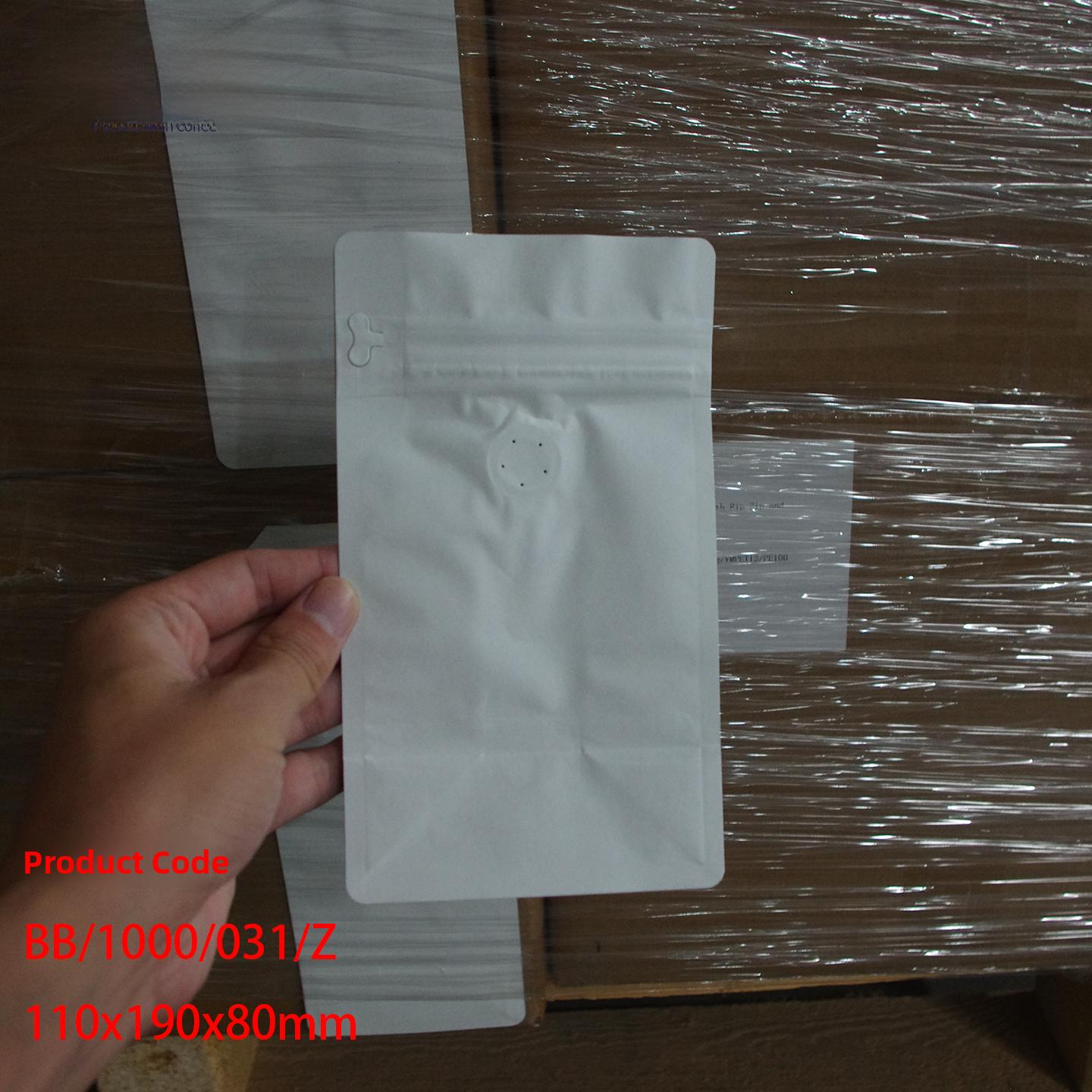 White Bullhide Coffee Bean Poer Paaging Bag Eight-Sided Sealing Valve Sub-Paaging Bag for Coffee Bean Pre-Paaging