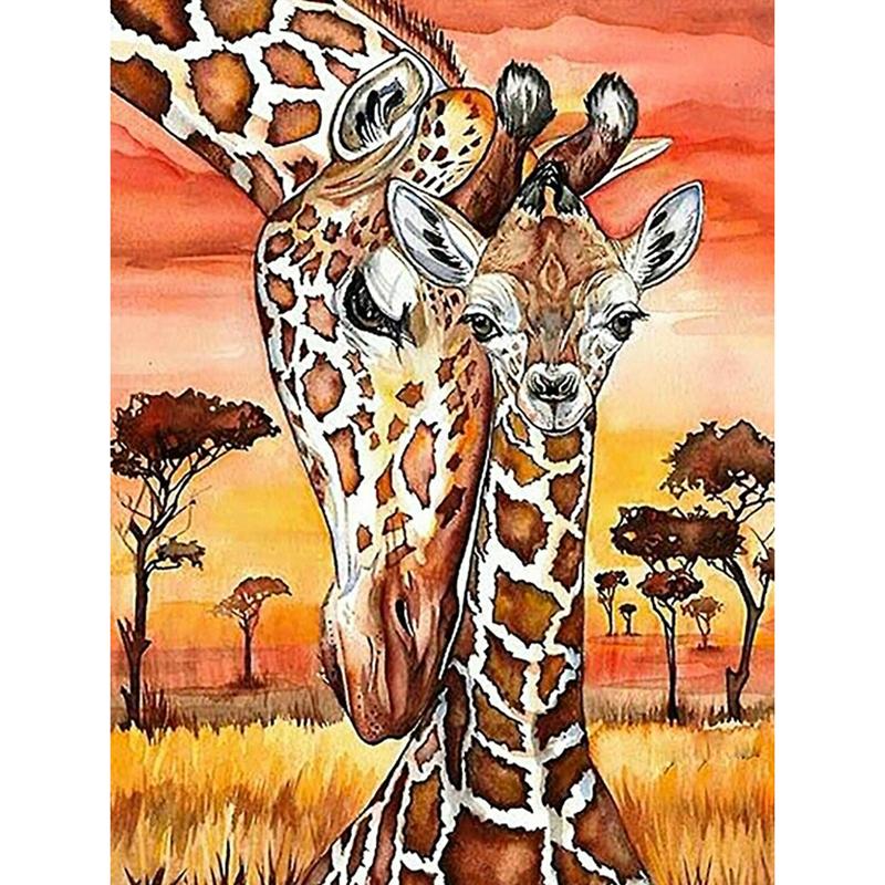 DIY 5D Diamond Painting Cross Stitch Kits Full Round Resin Rhinestone Mosaic Daimond Embroidery Animals Giraffe Home Decoration