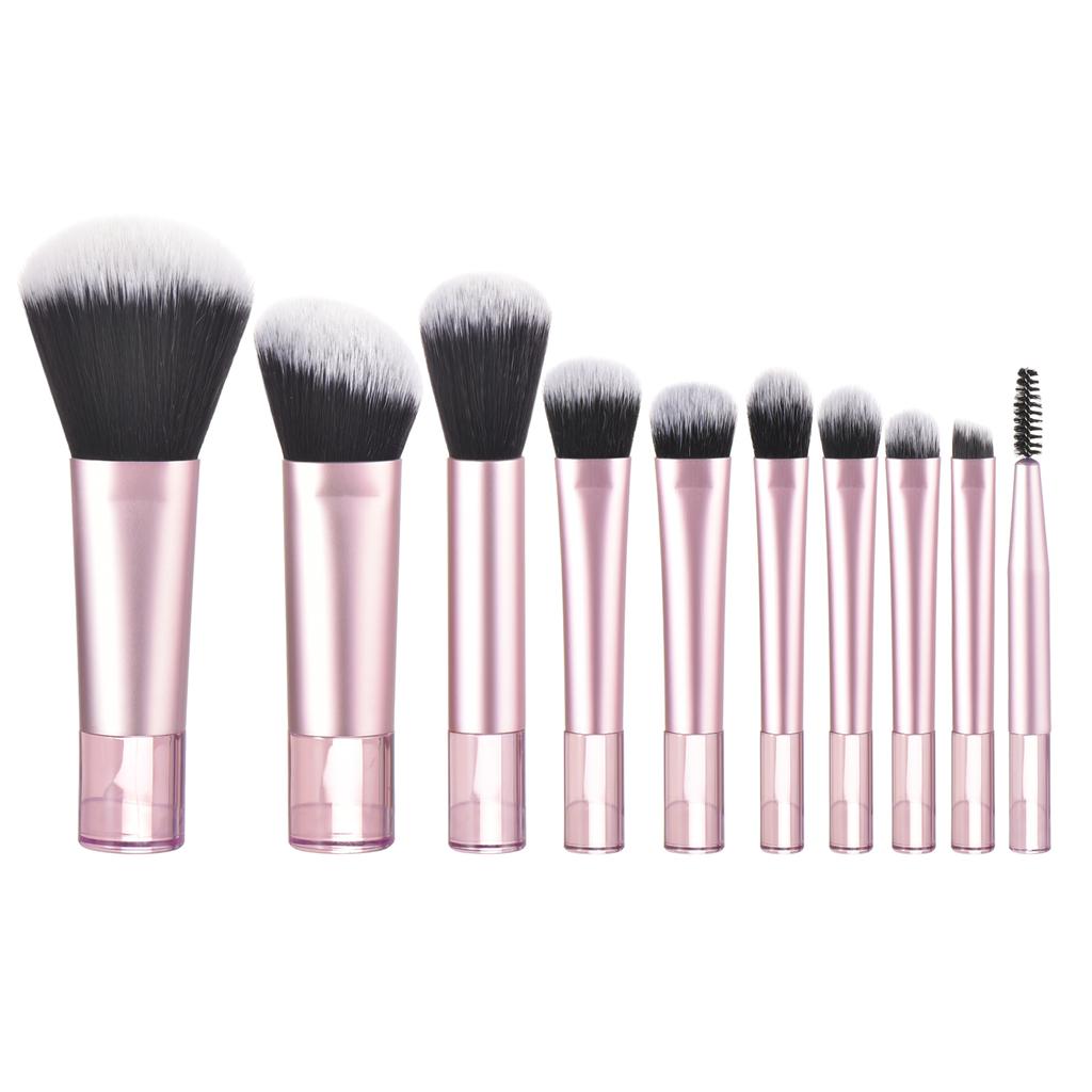 10 Pink Mini Makeup Brush Travel Portable Makeup Tool Makeup Puff - Palm Brush Professional Makeup Tool Set