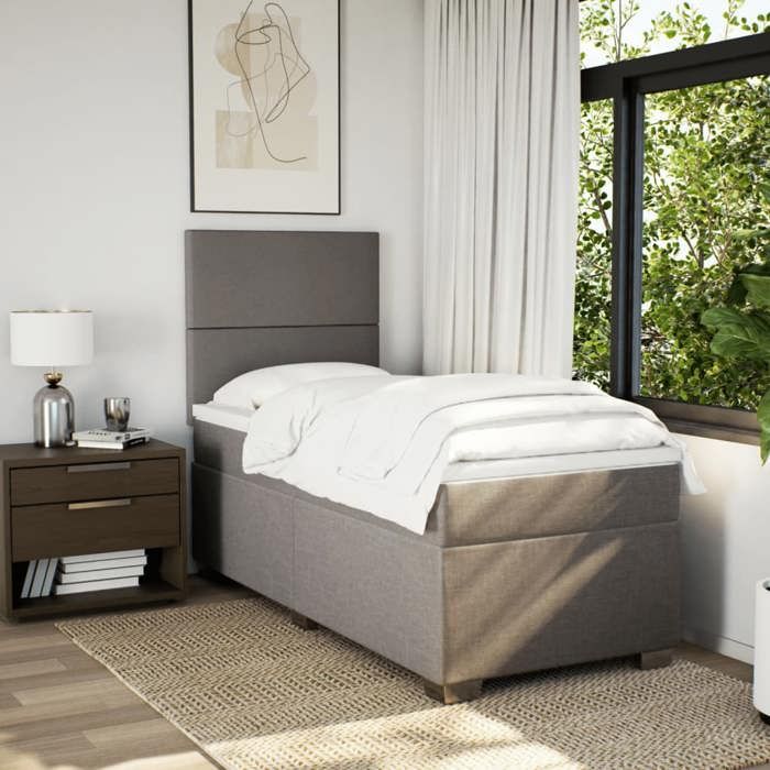 Maison Exclusive - Sommier à lattes de lit avec matelas Taupe 90x200 cm Tissu