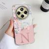 A Z Pink Letter Peach Flower  Shockproof Phone Case For Xiaomi Redmi Note 14 15 Pro+ Plus 15C 14C Silicone Couple Shell Cover