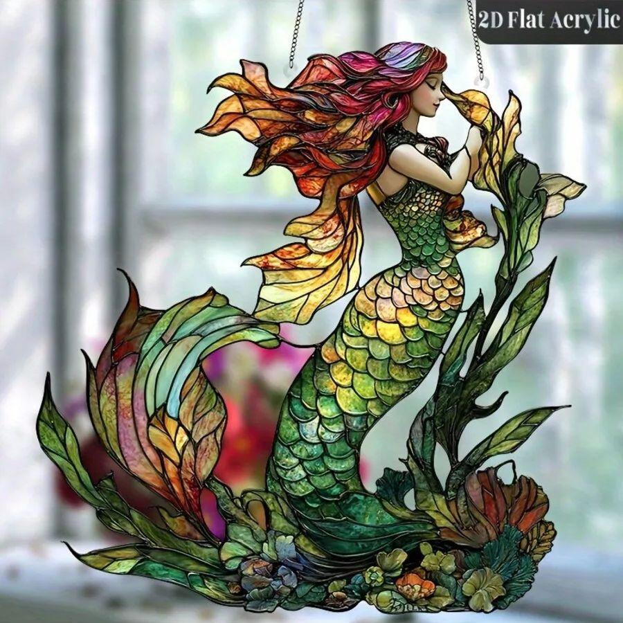 1 piece of charming mermaid pendant. Fashionable hanging decoration suitable for bathrooms and living rooms - unique home decor