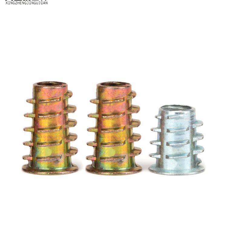 Zinc Alloy Hex Self-Tapping Nut with Washer for Furniture, Internal/External Thread, Medium Wood, Sizes M4-M8.