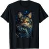 Maine Coon Cat Painting Kitten Van Gogh Art Starry Night Sky Men Women Girls Kids T-Shirt