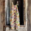 2025 Summer Retro Print Wide-Leg Women's Jumpsuit