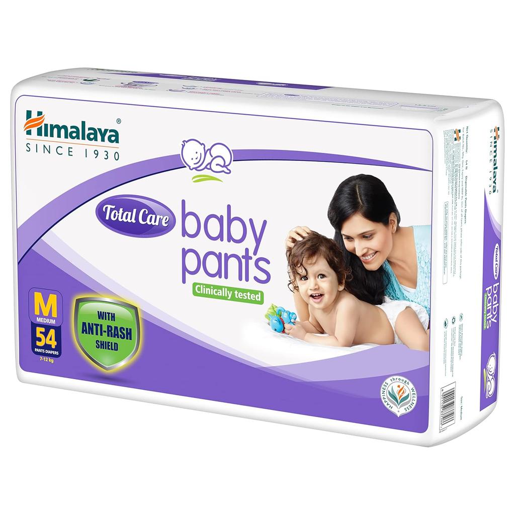Himalaya Total Care Baby Pants Diapers Medium 54 Count Soft Breathable Leakproof Comfort