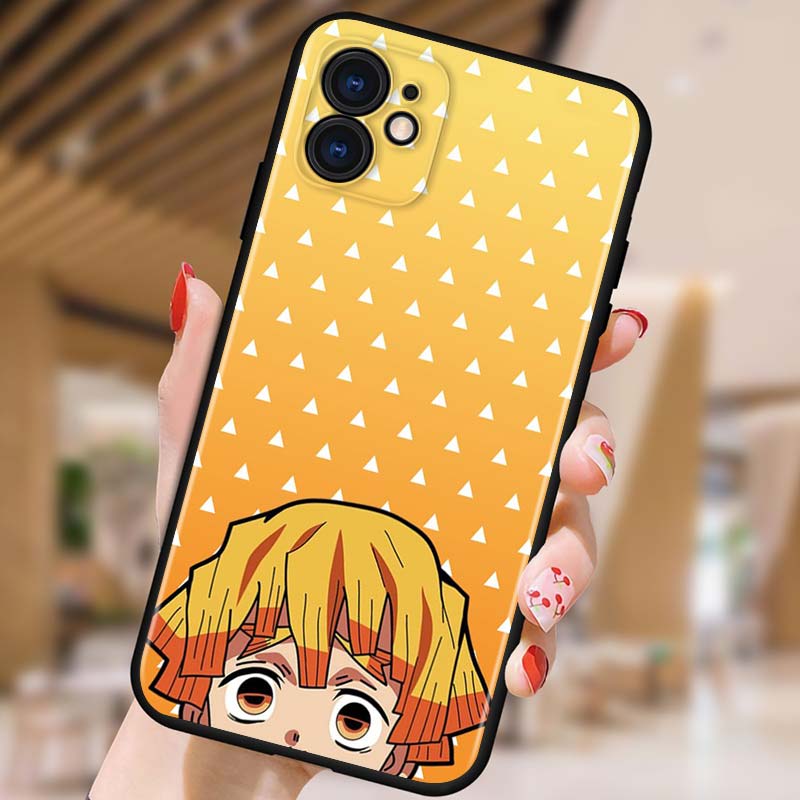 Demon Slayer Anime Etui na telefon Apple iPhone 12 Pro Max Mini 11 Pro XS Max X XR 6S 6 7 8 Plus 5S SE2020 Czarne