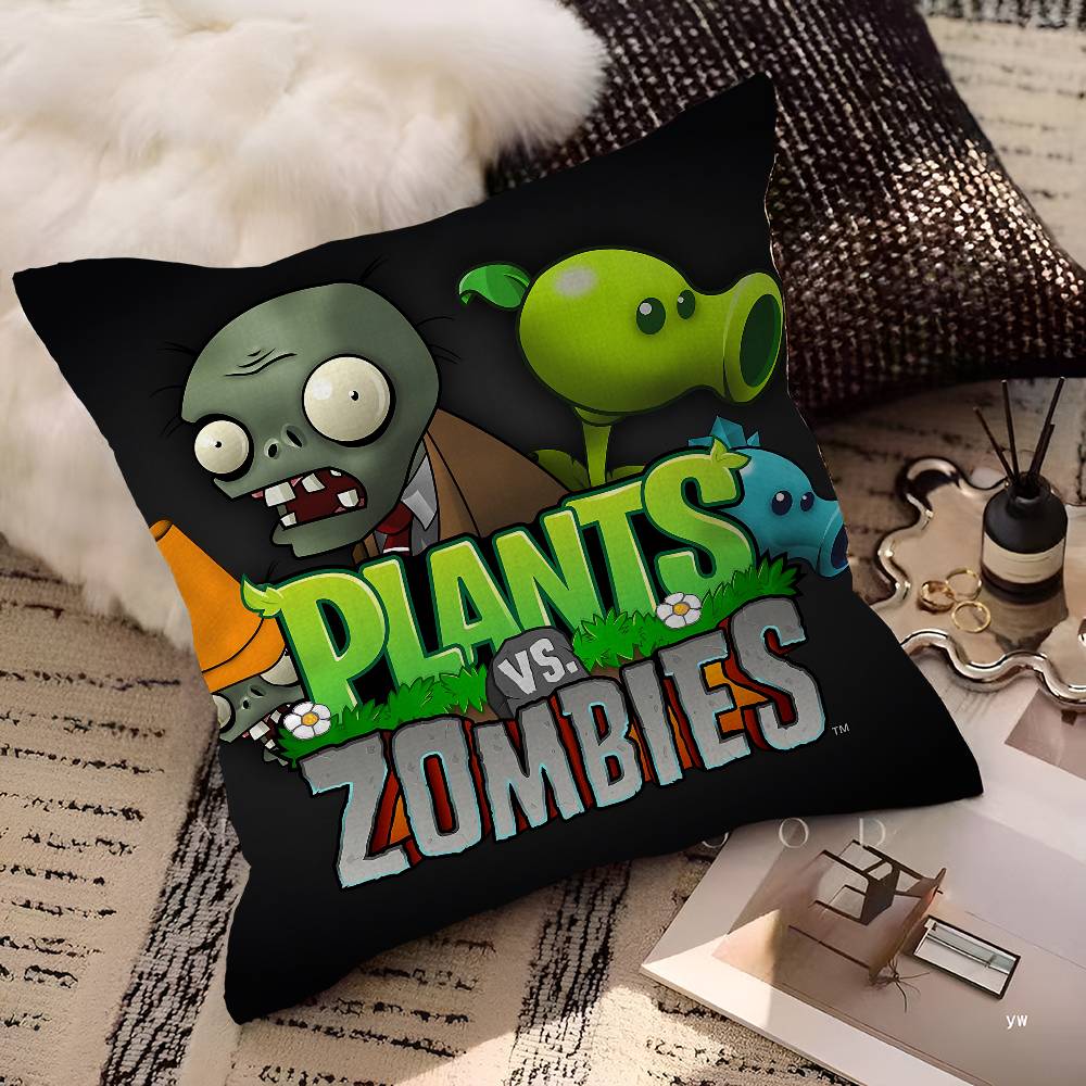 Classic Game PPlants Vs ZZombies Cushion Cover Polyester Sofa Cushions Decorative Throw Pillows Home Decoration Pillowcover